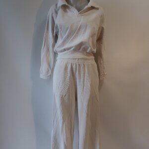 Womens The Westside White 100% Cotton Sweatshirt (S) Jogger Sweatpants (XS)